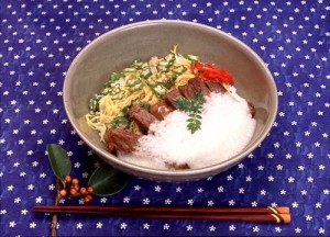 Bowl of Rice with Miyazaki Beef and Japanese Yam